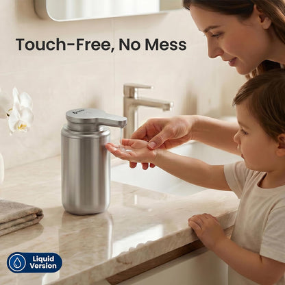 GentleJet WaveJet Automatic Foaming Soap Dispenser – Touchless Sensor, USB-C Rechargeable, 304 Stainless Steel, IPX5 Waterproof for Bathroom Kitchen Sink, 12 oz / 350 ml
