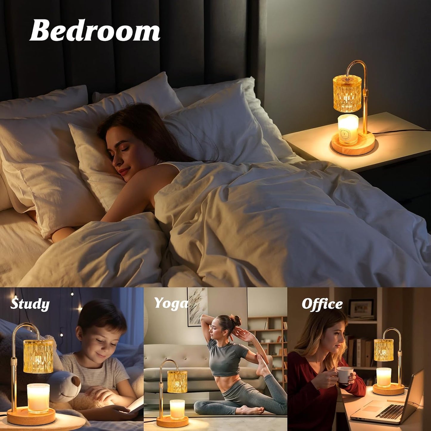 Candle Warmer Lamp with Timer and Dimmable, Electric Wax Melt Candle Warmers Height Adjustable with 2 Bulbs, Birthday Gifts for Women House Warming, Home Decor for Scented Jar Candles(Clear)