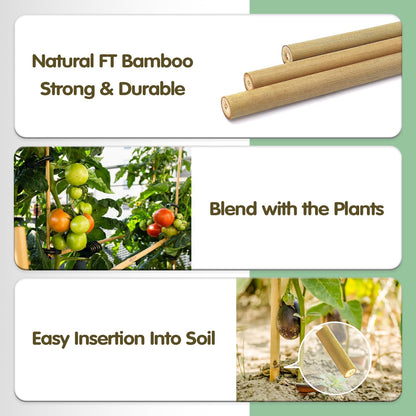 Plant Stakes,18 Inches Natural Garden Bamboo Sticks,BOVITRO 20Pcs Plant Support Stakes for Tomatoes,Beans,Vegetable and Potted Plants