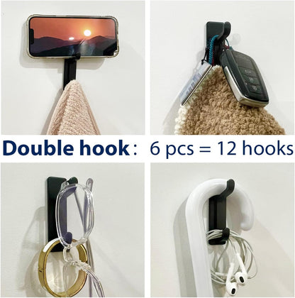 pickpiff Wall Hooks for Coat and Towel: 13LB Strong Adhesive Door Hanger Stick on, White 4 Pack