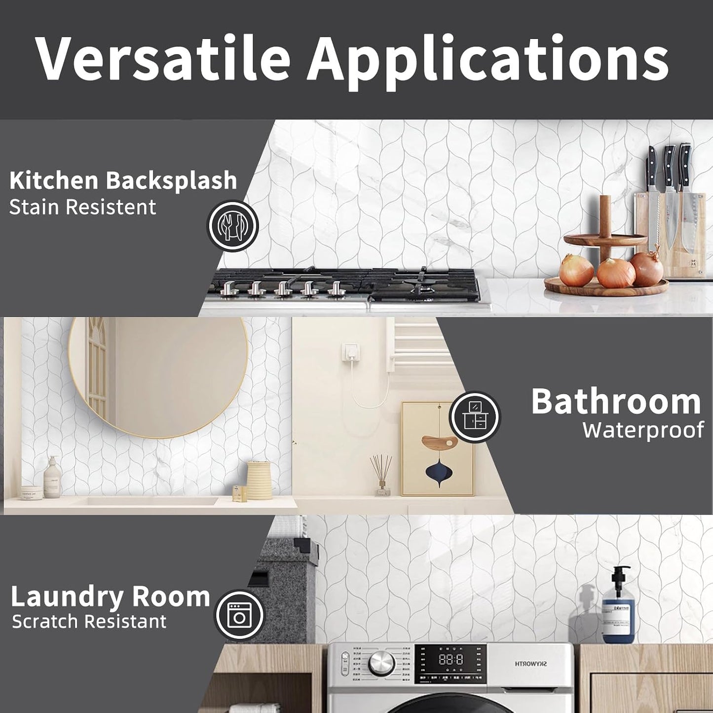 Tilingview 10-Sheet Peel and Stick Backsplash Tile for Kitchen, Self-Adhesive Mosaic Glossy Leaf Stick on Wall Tile with Gaps (Leaf Beige)
