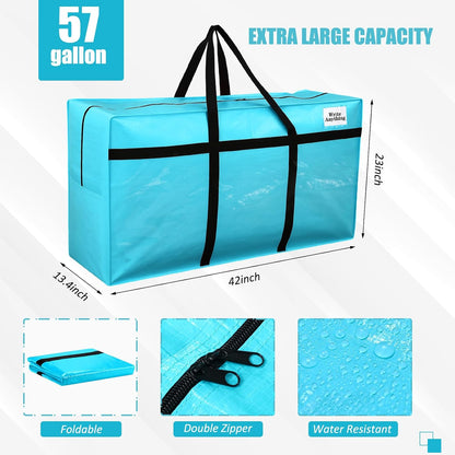 Windyun 4 Pack 57 Gallon Extra Large Moving Bags XXL Heavy Duty Storage Bag with Strong Zipper Handle Jumbo Big Tote Box Foldable for College Dorm Travel Clothes Duffle Blanket Pillow(Red)