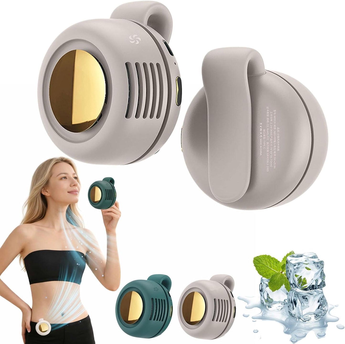 2026 New Portable Silent Mini Bladeless Electric Fan, Portable Small Clip On Fan, Rechargeable Adjustable 3-Speed Suspended Whirlwind Fans for Outdoor & Travel & Office, Travel Accessories (Green)