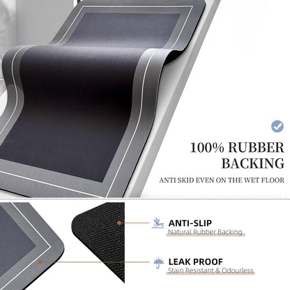 Diatomaceous Earth Bath Mat Super Absorbent Quick Dry Bath Mat, Bathroom Rugs Non Slip Washable, Thin Dark Gray Bathroom Floor Mats-Shower Rug for in Front of Bathtub Shower, Easy Care, 15.7"x23.6"