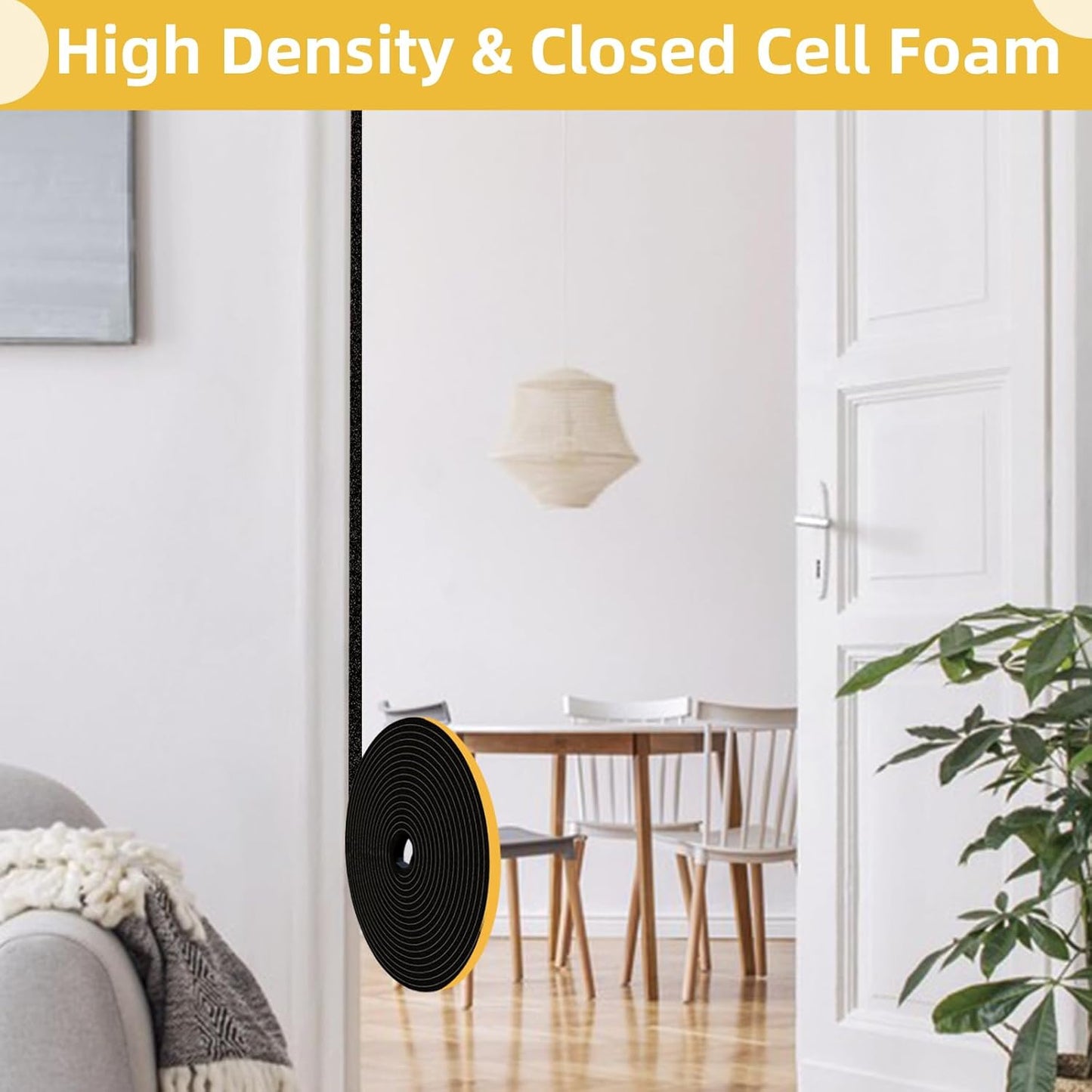 33Ft Weather Stripping Door Seal,Self Adhesive Weather Strip,Window Weather Stripping Sound Proof,Insulation,Strong Adhesive,Use for Door Frame/Window/Gaps(1/2 in x 1/4 in)