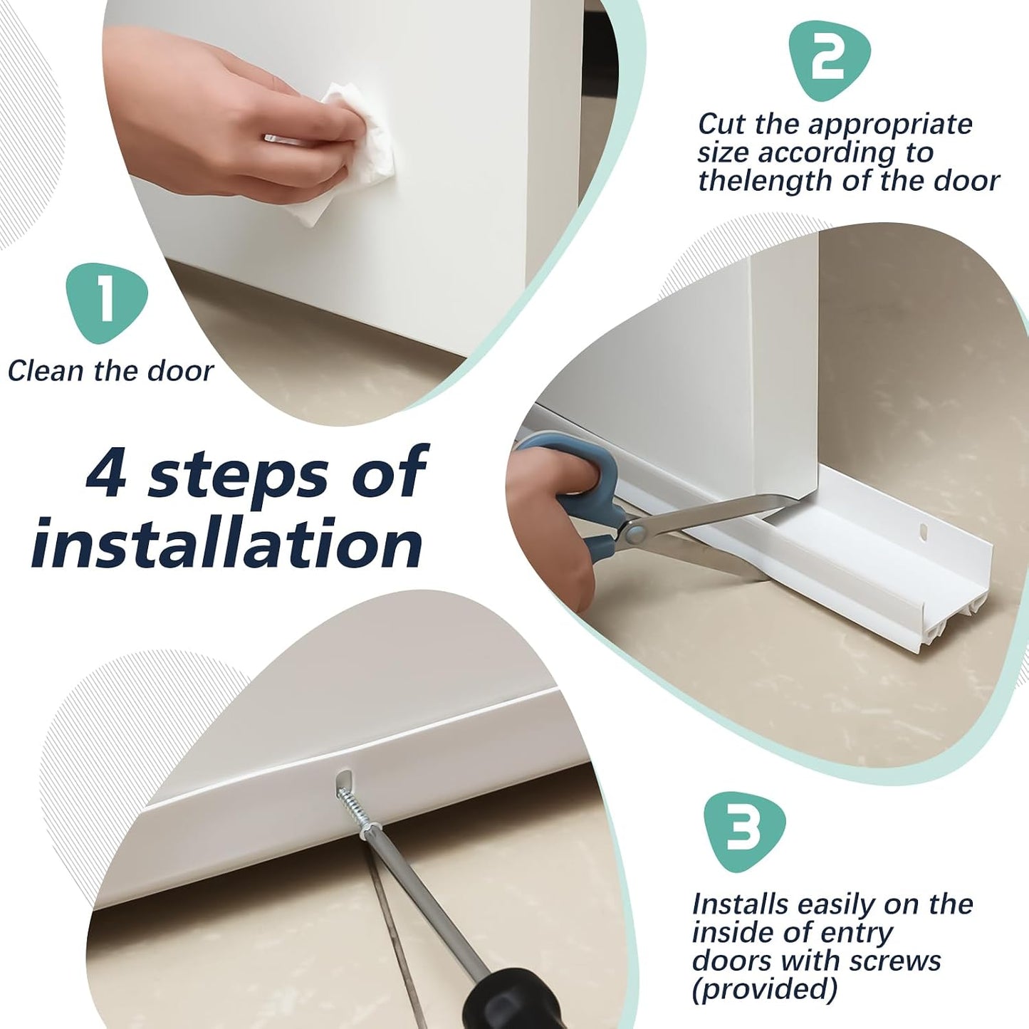 Lineshading 2 Sets Door Sweep Plastic PVC 1 3/4" x 36" Slide on Bottom Exterior Door Seal Strip for Weather Stripping Draft Stopper (Black)