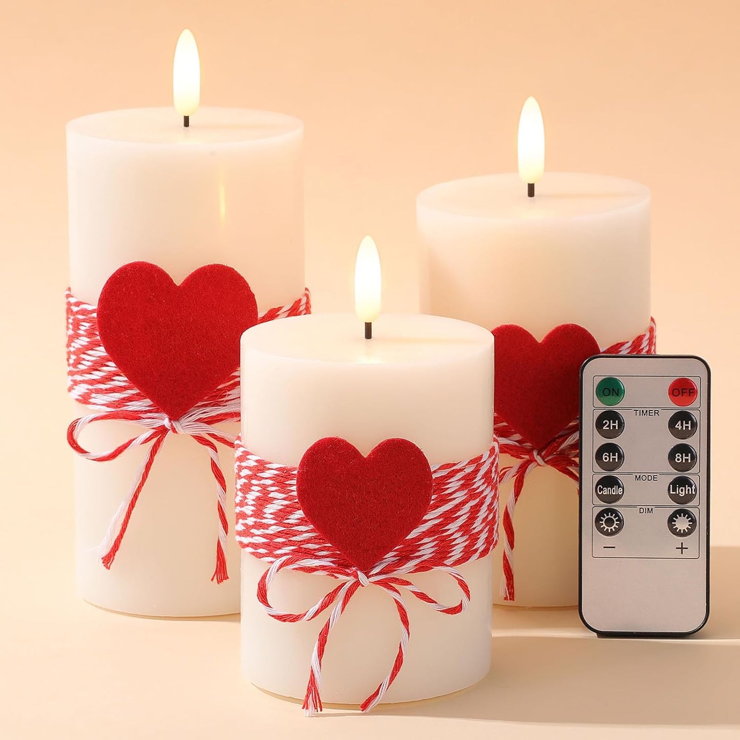 4th of July 4" 5" 6" Flameless Pillar Candles with Remote, Set of 3 Patriotic Red White Blue Battery Operated LED Candle with Star Felt, Independence Day Decorations for Home Party Table Fireplace