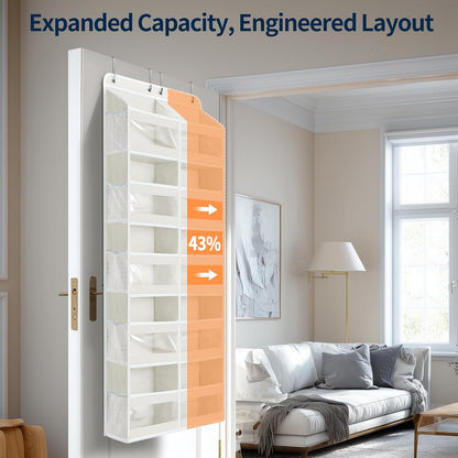 Yecaye 5-Tier Over The Door Organizer Dual-Column, 80lbs Load Over The Door Storage of 10 Compartments, Heavy Duty Door Organizer Hanging for Bedroom Closet Dorm Bathroom Pantry, Grey 1 Pack