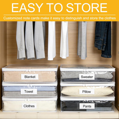 6 Pack Clear Zippered Plastic Storage Bags, Vinyl Sweater Bags with Zipper, Durable Clothing Organizer Protectors for Quilt, Blankets and Bedding, 15.3" x 13.8" x 3.9"
