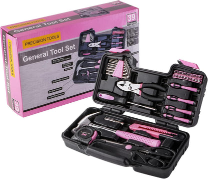 39 Piece Basic Home Tool Set Household Tool Set General Repair Small Hand Tool Kit in Toolbox Storage Case for Home Garage Office College Dormitory Use, Blue