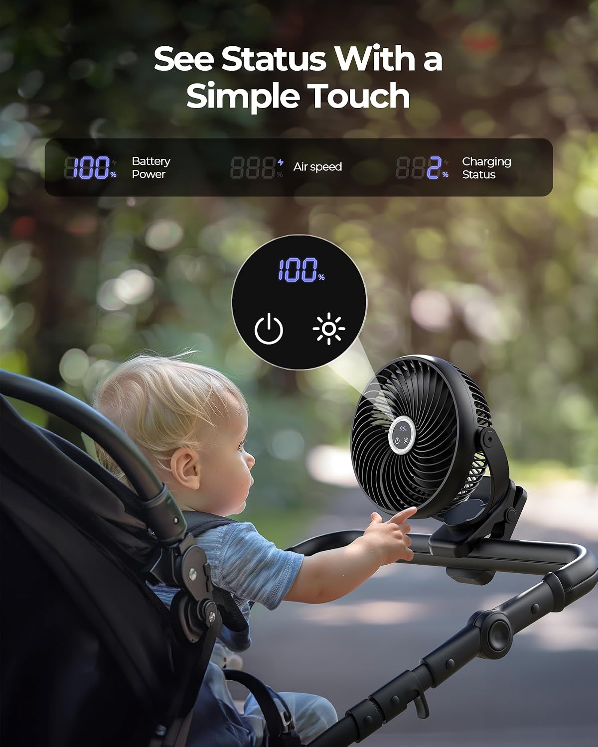 xasla 10000mAh Portable Clip on Fan, 8 inch Rechargeable Battery Operated, 24 Hours Work Time, Quiet USB 4 Speeds Personal, Ideal for Outdoor Camping Golf Cart Home Office Black