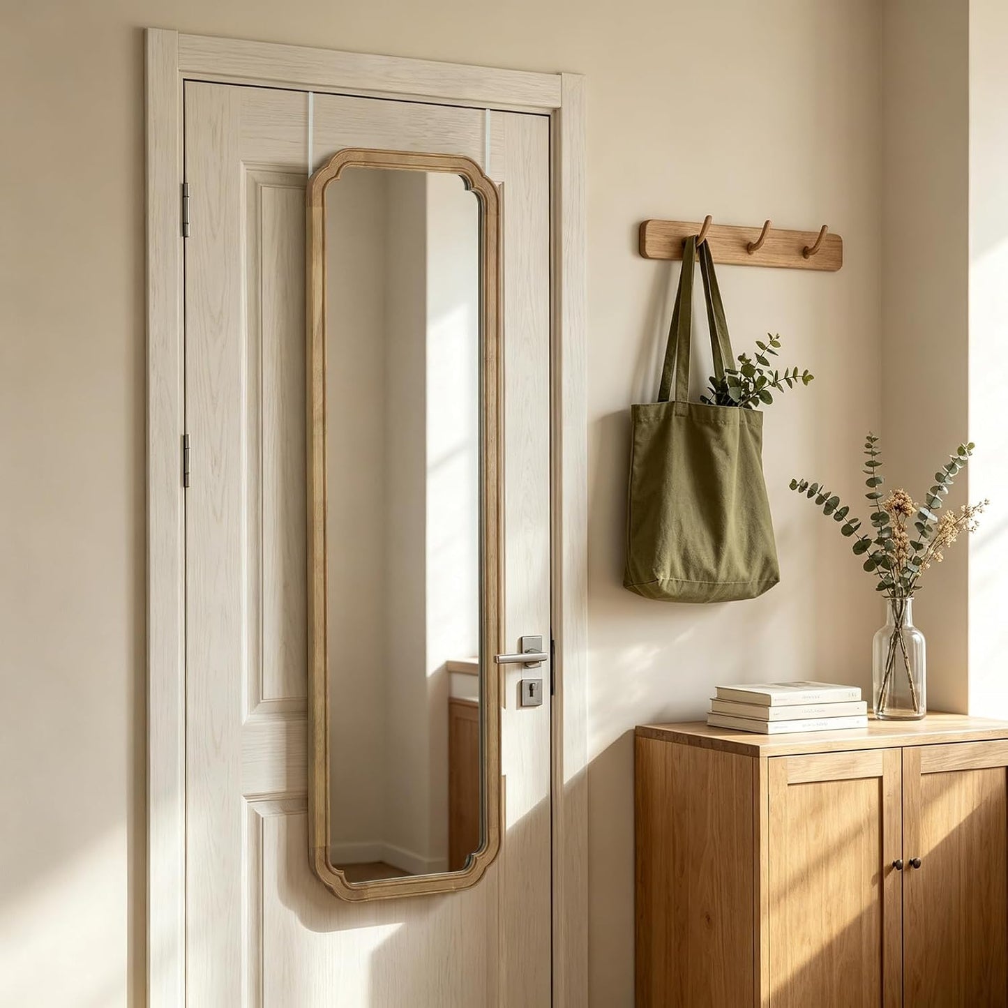 WallBeyond Full Length Mirror Wall Mounted 65"x22", Rustic Wooden Frame Floor Mirror, Large Full Body Mirror for Bedroom, Leaning or Hanging Against Wall, Natural