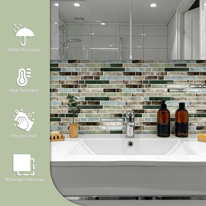 10 Sheets Thick Peel and Stick Kitchen Backsplash Tiles | 3D Waterproof Self Adhesive Wall Tile Stick on Backsplash for Kitchen,Bathroom and Fireplace(Pink,12"×12")