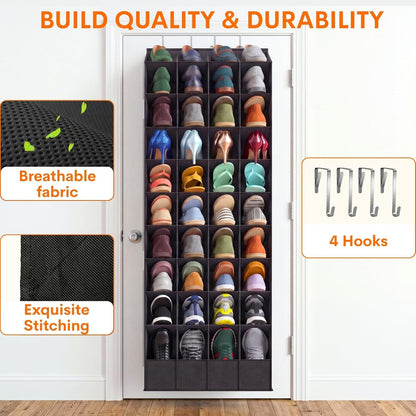 Ofiray-home 30-40 Pairs Over the Door Shoe Organizer | Large & Deep Pockets, Fits Boots, Sneakers or Larger Shoes, Space-Saving Hanging Shoe Rack