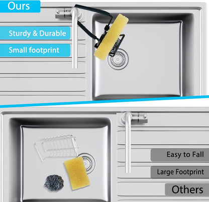 Sink Caddy Sink Sponge Holder - Faucet Rack Shower Tray - Kitchen and Bathroom Metal Organizer Hanging Fix Around Faucet