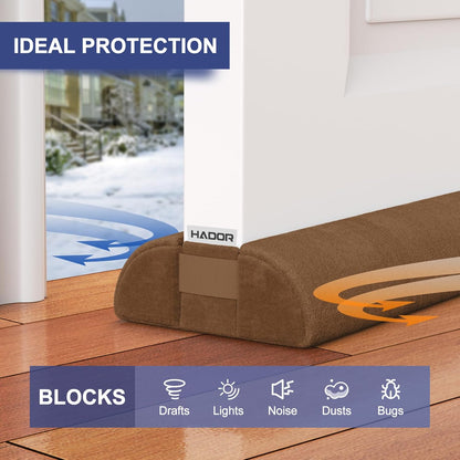 HADOR Door Draft Stopper for Bottom of Door, 36 Inch Under Draft Air Noise Light Blocker 30"- 36" Double Side Triangle Soundproof Sweep Filler Seal Gap up to 1.7" for Patio Sliding Door Guard, Grey