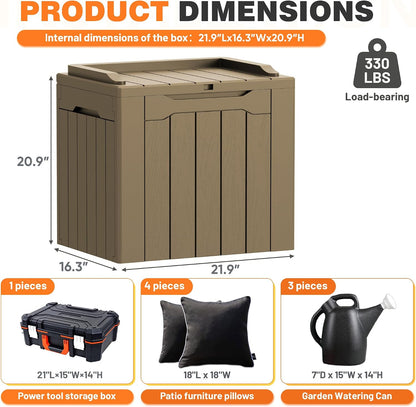 32 Gallon Deck Box Outdoor Indoor Waterproof Storage Box for Patio Furniture, Pool Accessories, Garden Tools, and Cushion Storage, Black