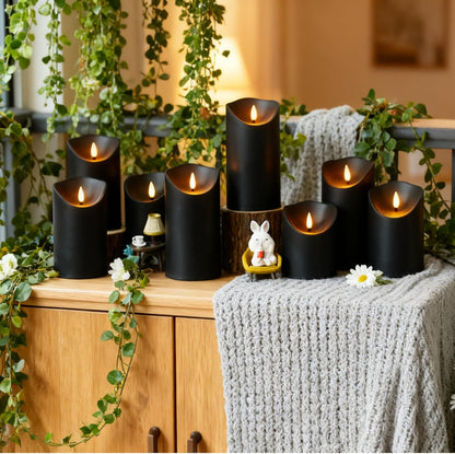 Nimiko Flameless Candles with Remote, Battery Operated Flickering Flameless Candles, LED Candles with Timer 2/4/6/8H, with Realistic LED Candles Set of 9 (D3 x H 3" 4" 5" 6" 7") (White)