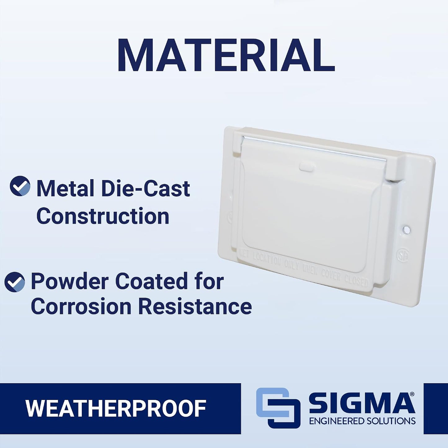 Sigma 14249WH Weatherproof 1-Gang Horizontal GFCI Receptacle Cover, White