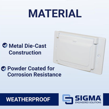 Sigma 14249WH Weatherproof 1-Gang Horizontal GFCI Receptacle Cover, White