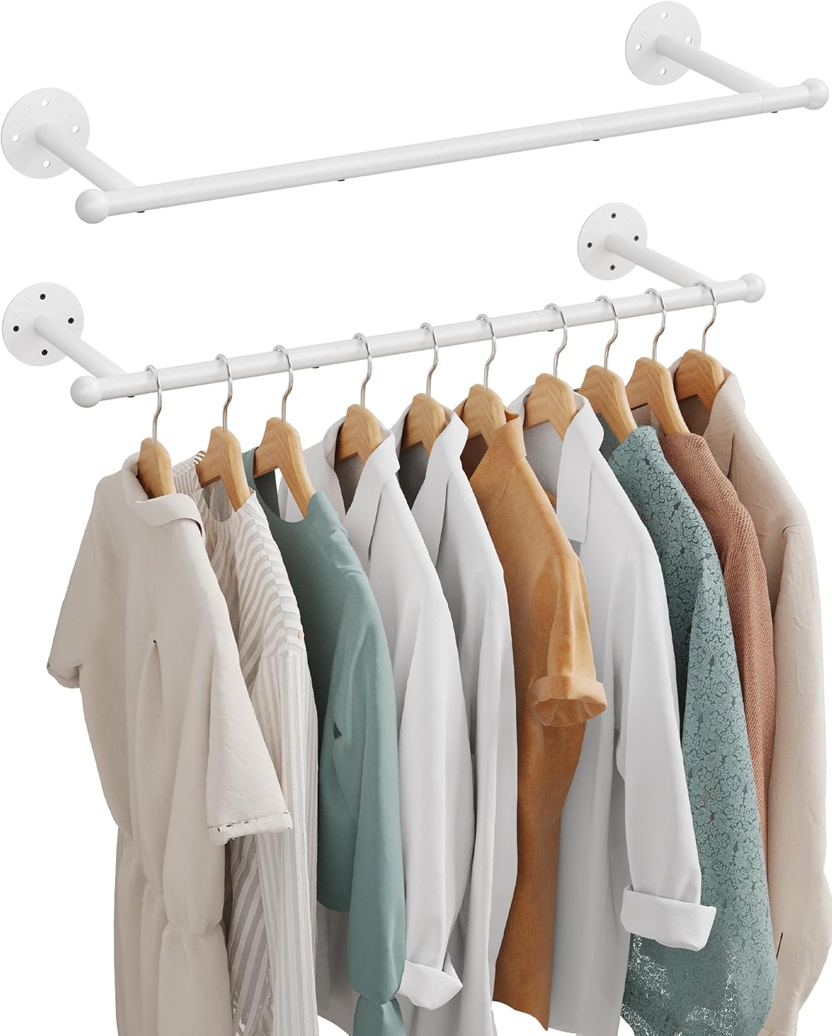 OROPY 33" Industrial Pipe Clothing Rack, Wall Mounted Clothes Rack | Closet Rods for Hanging Clothes, Multi-purpose Hanging Rod for Laundry Room, Bedroom and Closet Storage