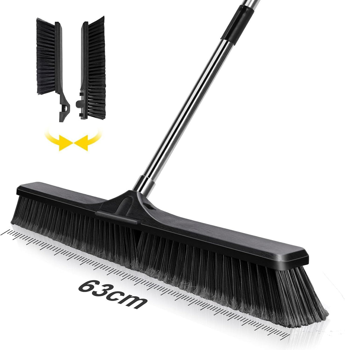 Push Broom Outdoor Heavy Duty,Masthome 24" Push Broom with Stiff Bristles,Heavy Duty Garden Broom,Outdoor Stiff Sweeping Broom for Garage Yard Patio Deck Concrete Wood Stone Floors Scrub and Cleaning