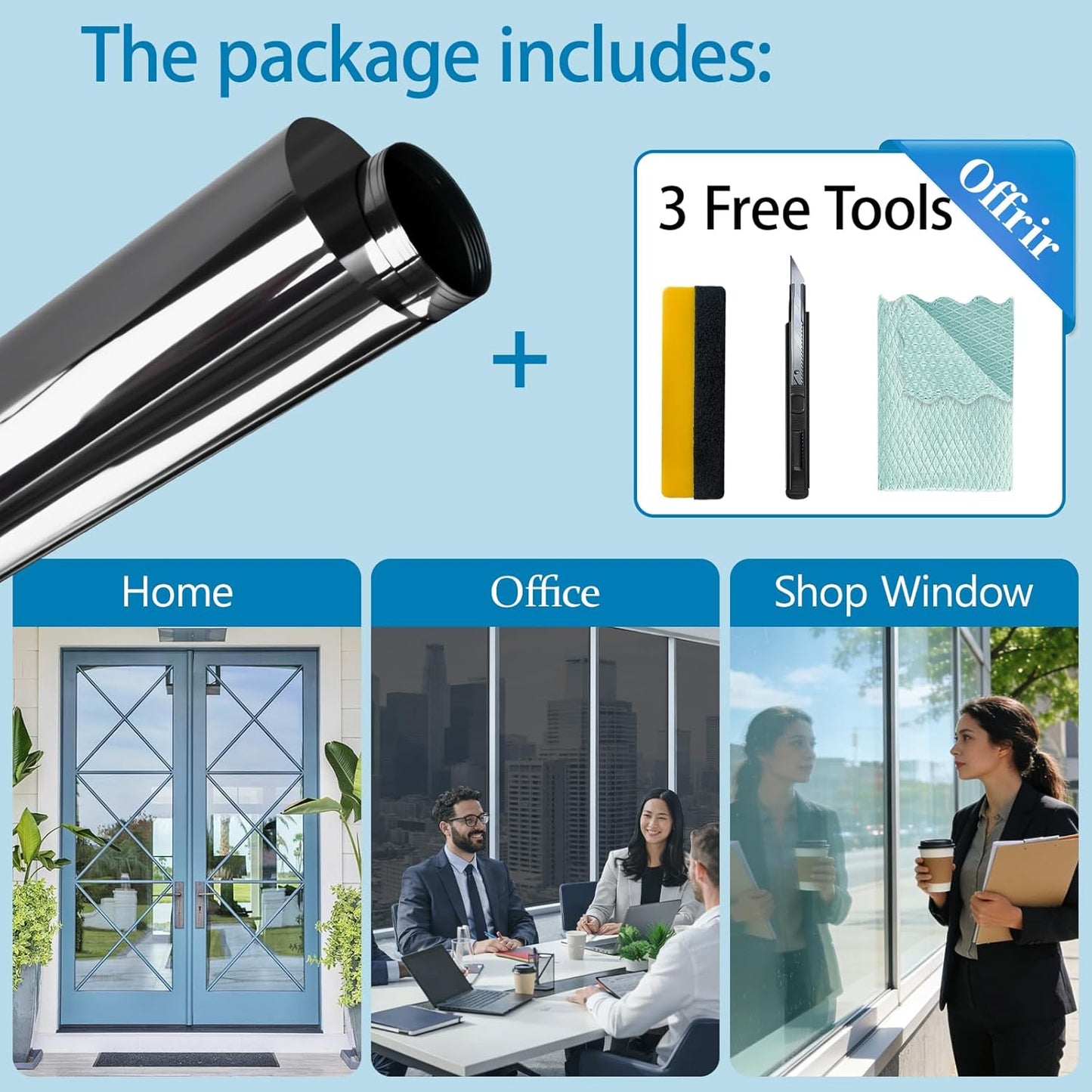 Niviy Frosted Glass Window Privacy Film Decorative, Static Cling Bathroom Window Frosting Film Day and Night Windows Cling Home Glass Door Cover, 17.5 inch x 78.7 inch
