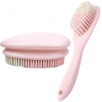 2 Pack Soft Bristle Cleaning Scrub Brush Laundry Brush Scrubber Brush for Clothes, Carpet and Fabric Stain Removal, Scrubbing Brush with Ergonomic Handle (Blue)