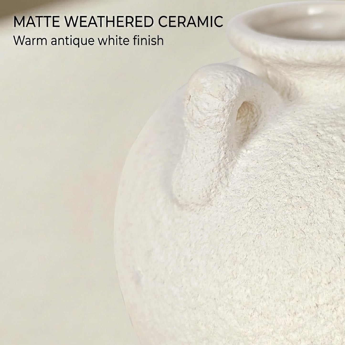 5.9" Small White Round Ceramic Vase, Coffee Table Shelf Decor