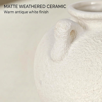 5.9" Small White Round Ceramic Vase, Coffee Table Shelf Decor