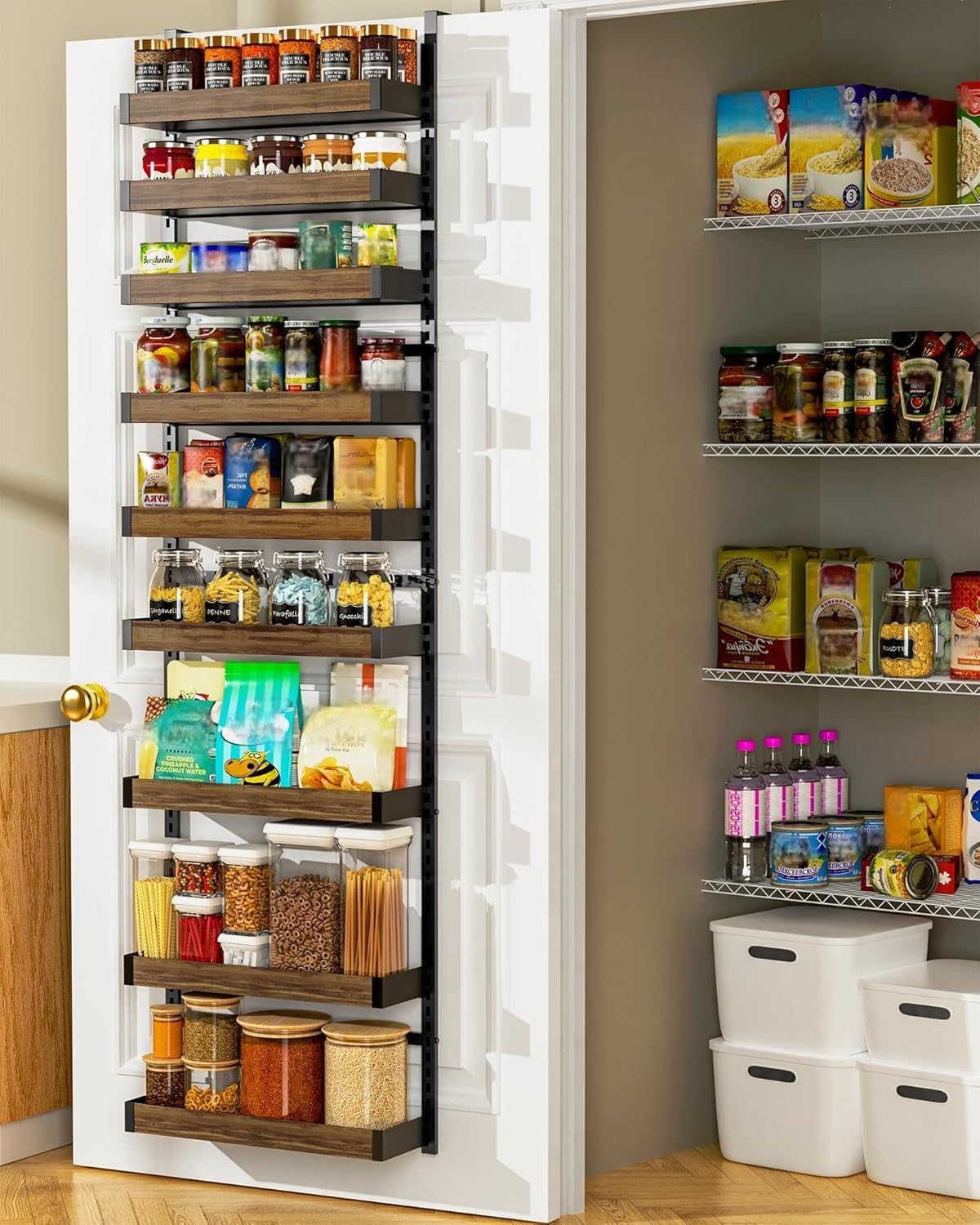 Moforoco White 9-Tier Over The Door Pantry Organizer, Pantry Organization And Storage, Metal Hanging Spice Rack Shelves Door, Home & Kitchen Essentials, Laundry Room Bathroom Organization