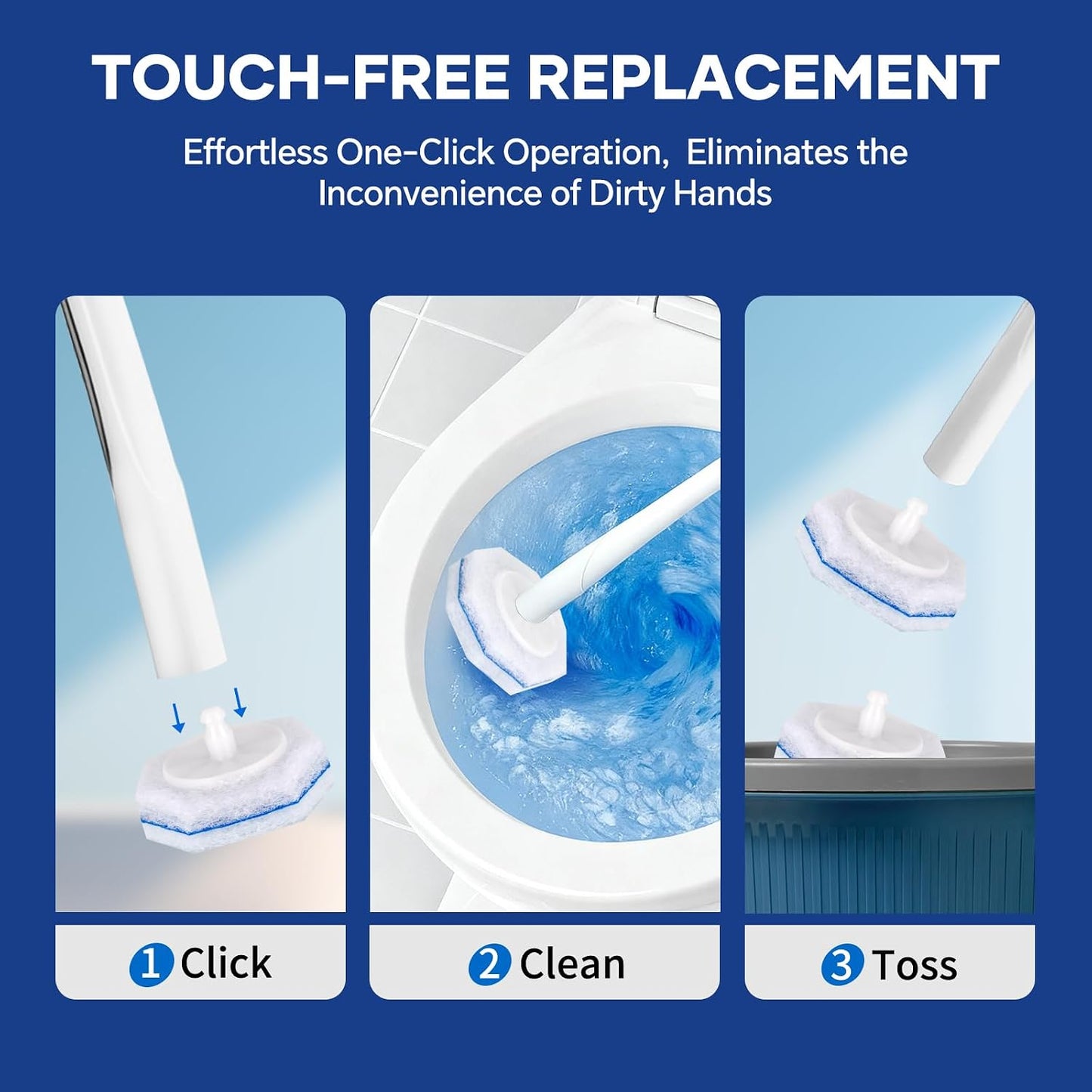 30 Toilet Bowl Refills Fits for Clorox Toilet Brush, Upgrade 3-Layer Disposable Bowl Cleaner Refills for Bathroom Cleaning, 3X Cleaning Power, No Falling Apart