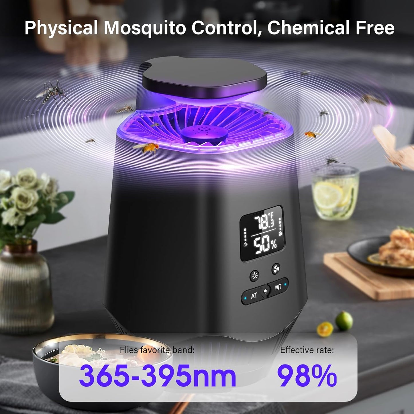 Fruit Fly Traps for Indoors, Smart Fly Trap Indoor Bug Zapper Gnat Traps for House Indoor with Temperature and Humidity Sensor, 10PCS Sticky Boards Black 01