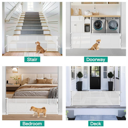 20 Inches Tall Retractable Short Dog Gates for Doorways, Short Pet Gate to Step Over, Extends up to 55" Wide, Step Over Puppy Gates for Stairs Mesh Doggy Gates Small Dog Gate Indoor Outdoor (Black)
