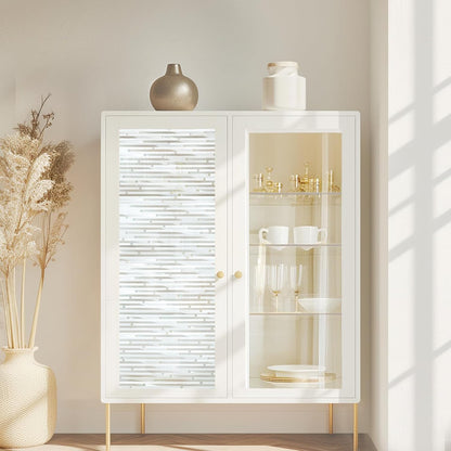 rabbitgoo Reeded Glass Window Privacy Film, Non Adhesive Frosted Glass Window Film, Static Cling, Removable, UV Heat Blocking, Anti-Glare, Decorative for Bathroom Living Room, 17.5 by 78.7 Inches