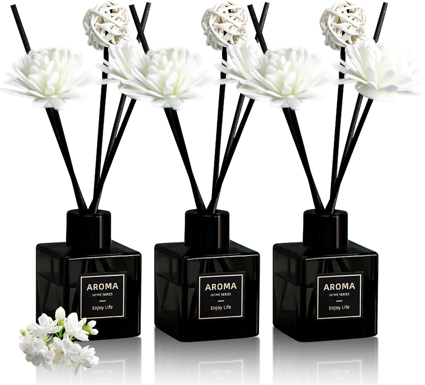 Reed Diffuser Set of 3,Lavender Scented Oil Diffuser with 15 Sticks,(50ml) x 3 Home Fragrance Reed Diffuser for Home Living Room Bedroom Bathroom Air Freshener