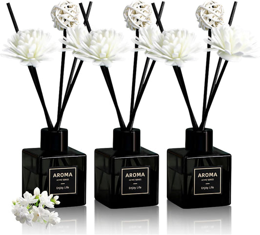 Reed Diffuser Set of 3,Lavender Scented Oil Diffuser with 15 Sticks,(50ml) x 3 Home Fragrance Reed Diffuser for Home Living Room Bedroom Bathroom Air Freshener