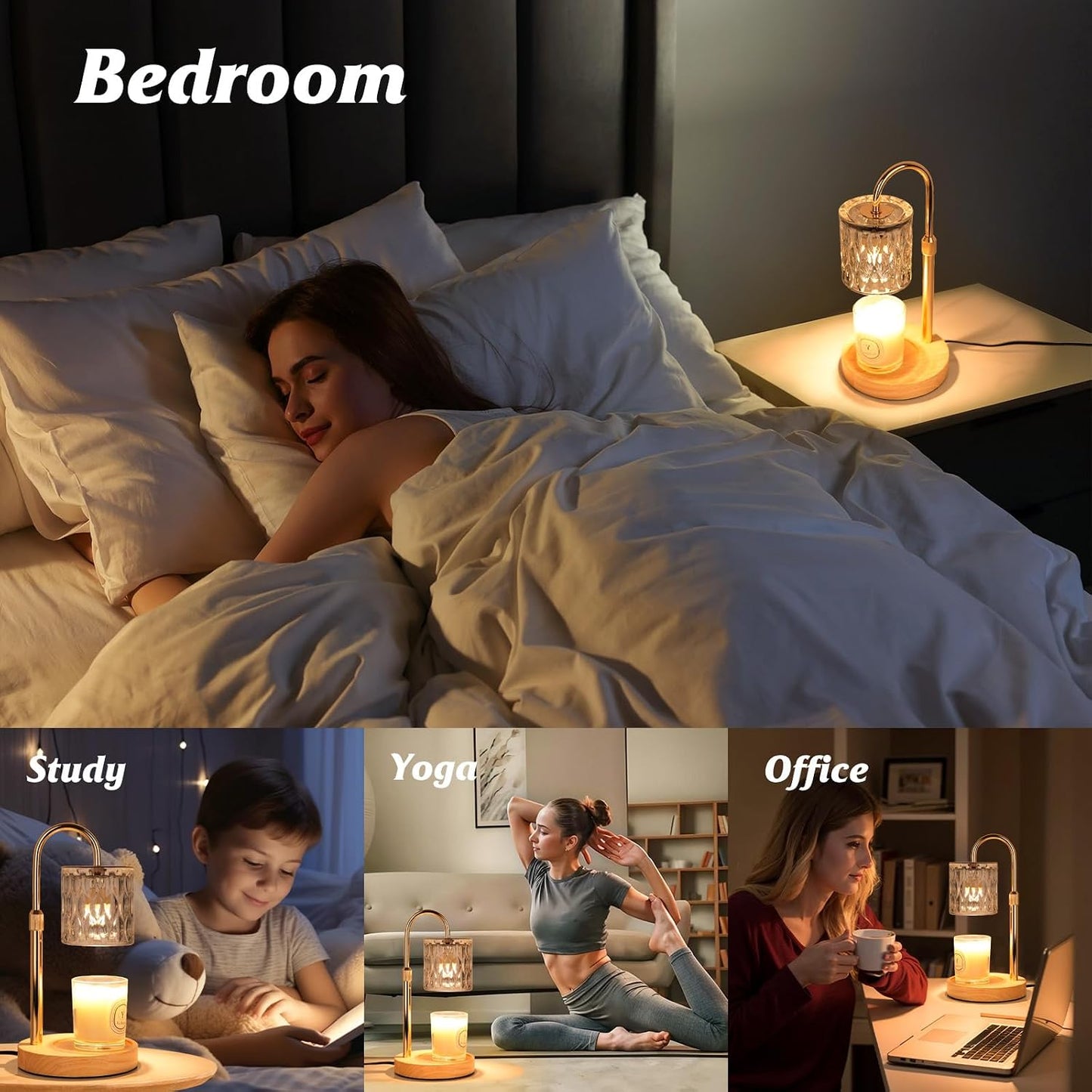 Candle Warmer Lamp with Timer and Dimmable, Electric Wax Melt Candle Warmers Height Adjustable with 2 Bulbs, Birthday Gifts for Women House Warming, Home Decor for Scented Jar Candles(Clear)