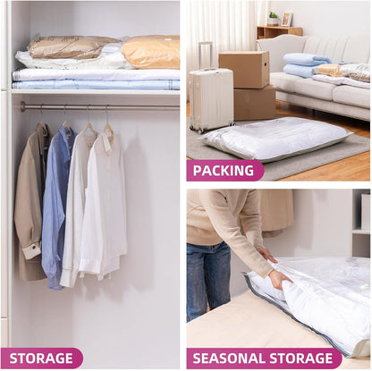 TAILI 8 Pack Jumbo Vacuum Storage Bags, 39x28 inch, LONG SIDE ZIP Vacuum Seal Bags for Clothing, Space Saver for Beddings, Comforters, Blankets, Pillows