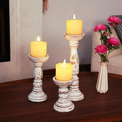 Homemory White Flameless Candles Battery Operated with Remote Timer, 3x3 Real Wax LED Pillar Candle for Home Fireplace Bedroom Living Room Party, Set of 3