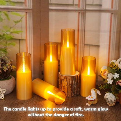 kakoya Flameless Candles Upgraded Realistic Flickering Flame,Battery Operated LED Candles with Remote Timers,Acrylic Electric Candles Set of 3(D 3" xH 4" 5" 6")（Grey）
