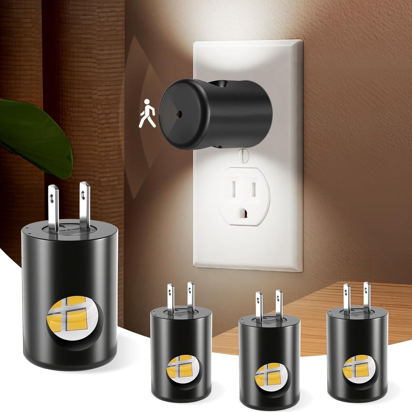 TSEXES LED Motion Sensor Night Lights,Plug-in Motion Activated Night Light,5000K Daylight,Bedroom, Hallway,Bedroom,Kitchen, Stairways, Non-Dimmable,4 Pack