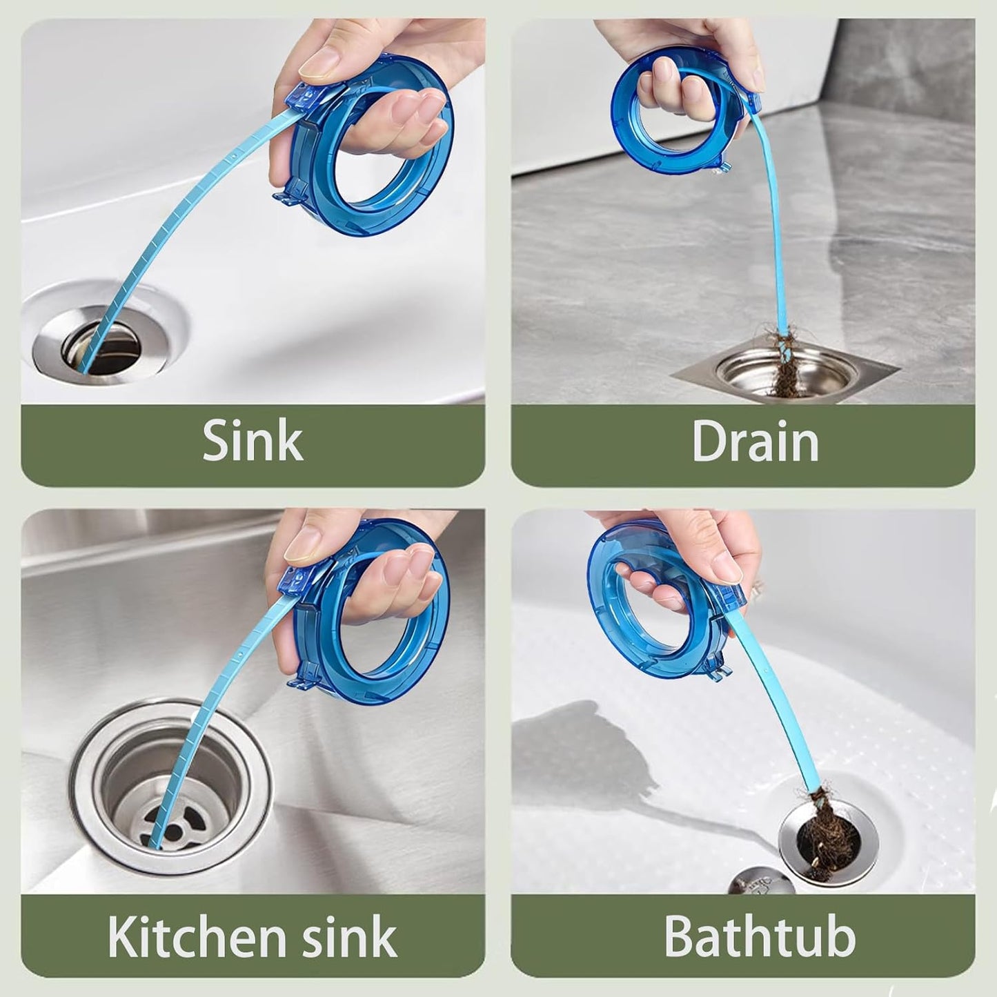 35" Flexible Drain Snake Grabber Tool, Upgraded Hair Clog Remover for Sink, Shower & Bathtub, Easy Reach Plumbing Weasel