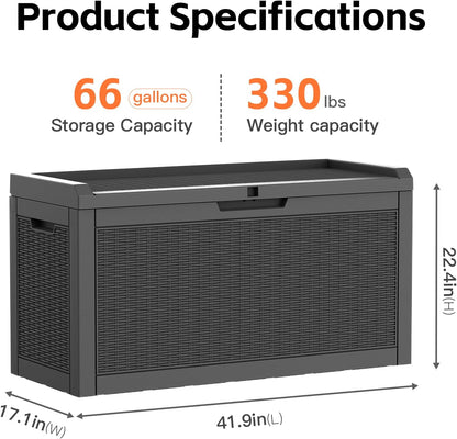 Outdoor Storage Box, 50 Gallon Waterproof Deck Storage Box, Lockable Patio Storage Bins for Package Delivery, Porch, Garden Tool, Cushions, Anti-Theft Weatherproof & UV-Resistant Parcel Drop Box