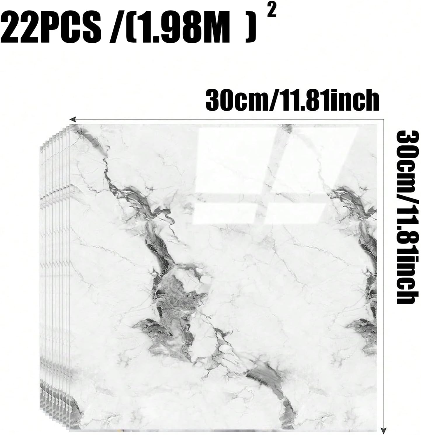Chejiaye 10pcs Marble Peel and Stick Backsplash Waterproof Washroom Wall Panels, Peel and Stick Tile, PVC Foam Wall Panels for Kitchen,Bathroom,Living Room,Blue and Gold(Not Real Tile,11.8" x 11.8")