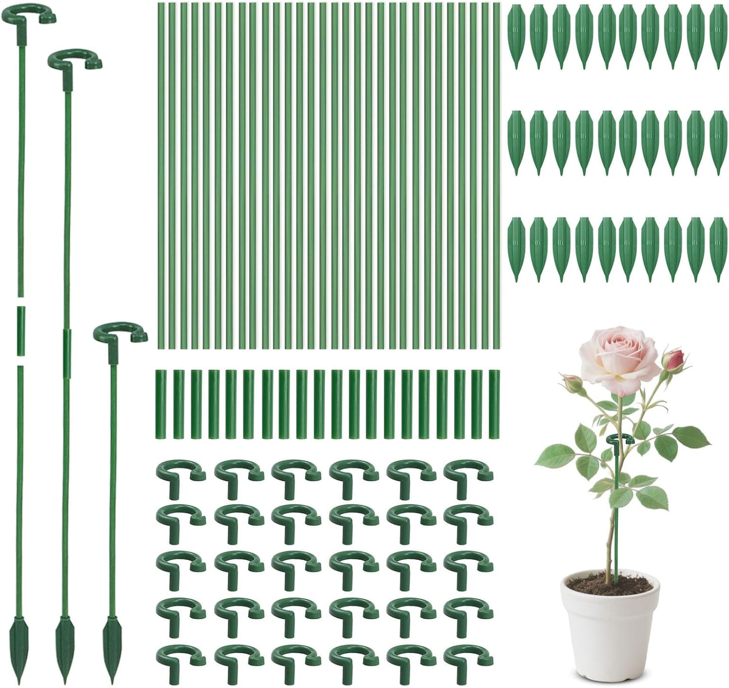 Pack of 30 Small Plant Stakes for Indoor Plants | 3 Size 6.7/10.7/14.6/ Inches Single Stem Plant Support Stakes for Phalaenopsis/Orchid Flower/Roses/Chrysanthemum/Succulent