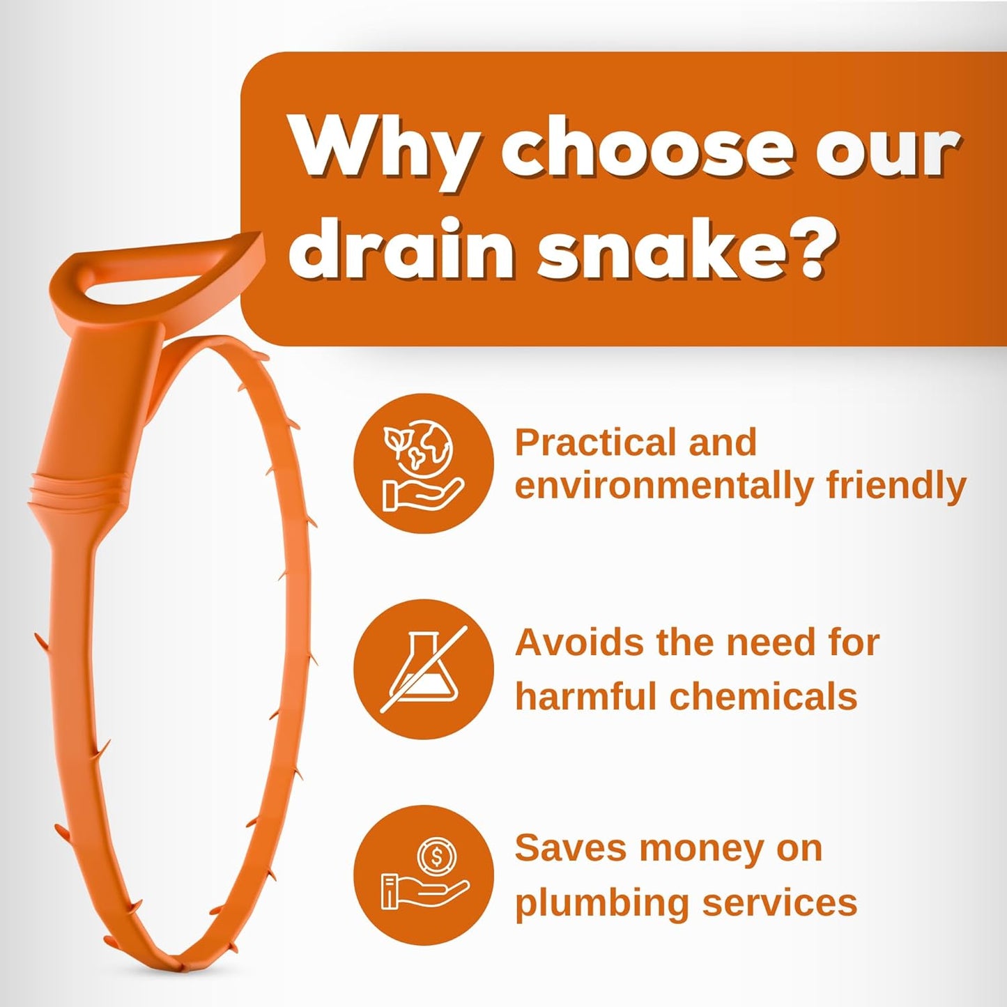 Gadgetime USA Drain Snake - Multi-Tooth Drain Clog Remover for Bathroom & Kitchen - Flexible Barbed Drain Cleaner Tool for Hair & Debris - Easy to Use Plumbing Snake Drain Auger, Bathtubs (Pack of 2)