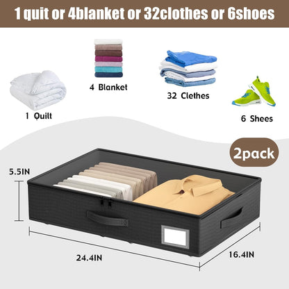 EE-RoomWorld Under Bed Storage with Wheels, No Assemble Required 5.5 inches height grey under bed storage bins,Low Profile Rolling Underbed Shoe Storage containers，dorm underbed storage drawers