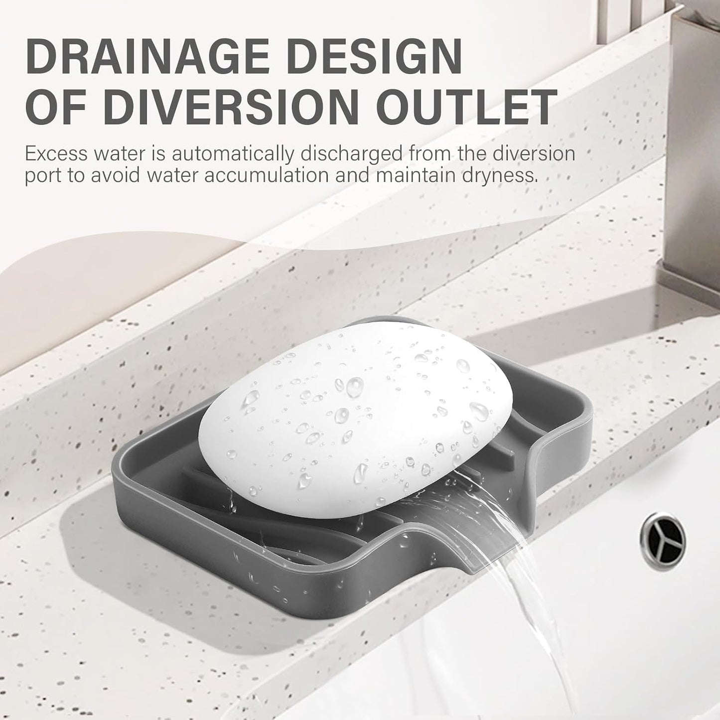 Silicone Soap Dish with Drain, SAISN Kitchen Soap Tray for Shower 2 Pack Self Draining Soap Dish Soft Bathroom Soap Holder for Kitchen Sink Flexible Portable Soap Saver, White