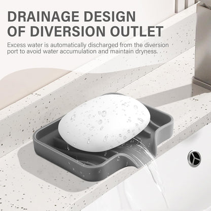 Silicone Soap Dish with Drain, SAISN Kitchen Soap Tray for Shower 2 Pack Self Draining Soap Dish Soft Bathroom Soap Holder for Kitchen Sink Flexible Portable Soap Saver, White